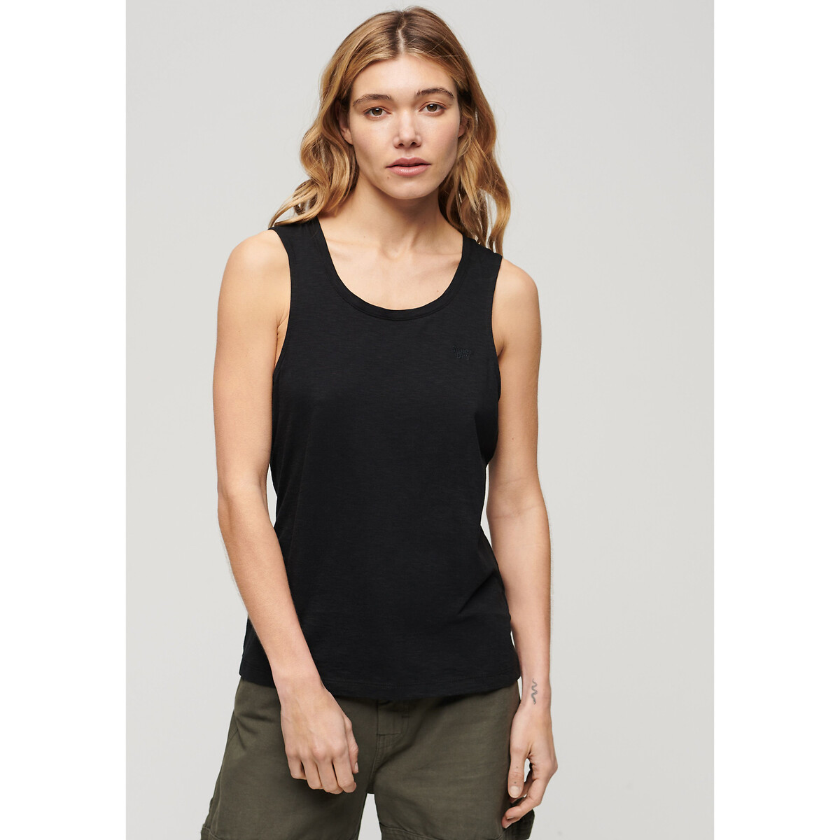 Superdry Tank top met ronde hals en geborduurd logo
