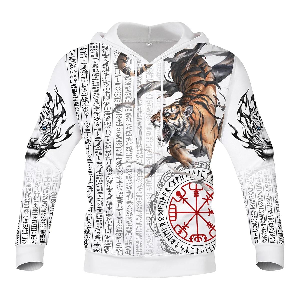 TIP723 Lente Herfst Heren Pullover Trui Tekst Tijger 3D Print Sweatshirt Hoodie Nieuwe Mode Losse Casual Hip Hop Straat Top S-5XL M