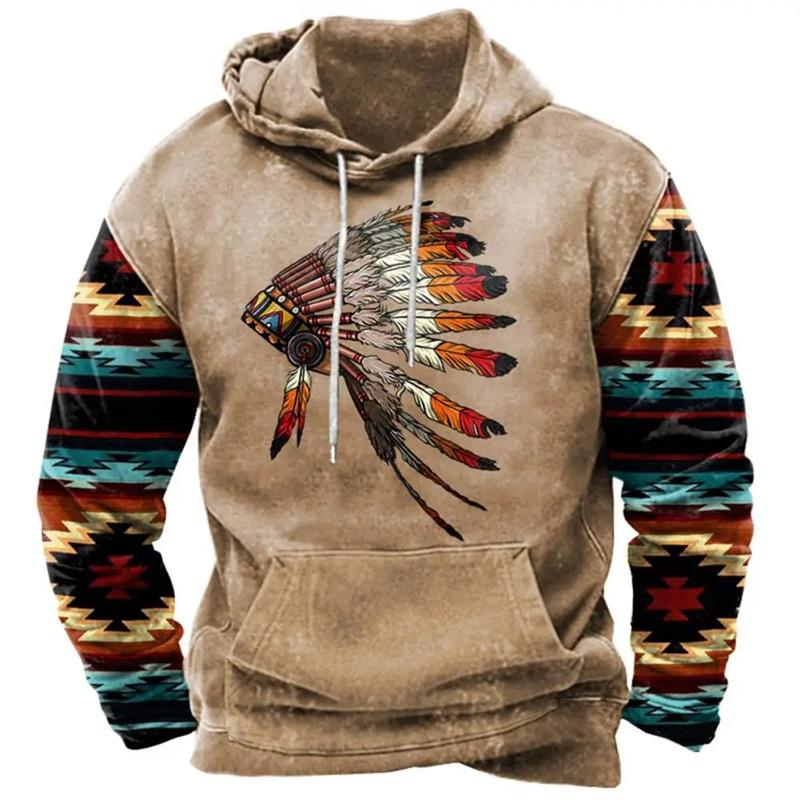 Wendy 3 Vintage Indiase print herenhoodie 2024 Casual herenkleding Lange mouwen capuchontrui Oversized unisex truien Hoodies S