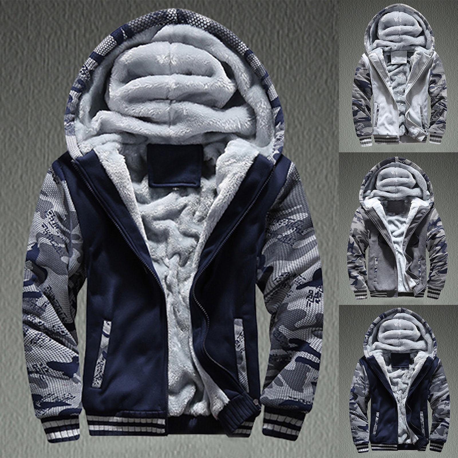 YiGeiWoLiGiaoGiao Heren Winter Warm Patchwork Fleece Capuchon Rits Trui Jas Buitenkleding Jas XXXXXL