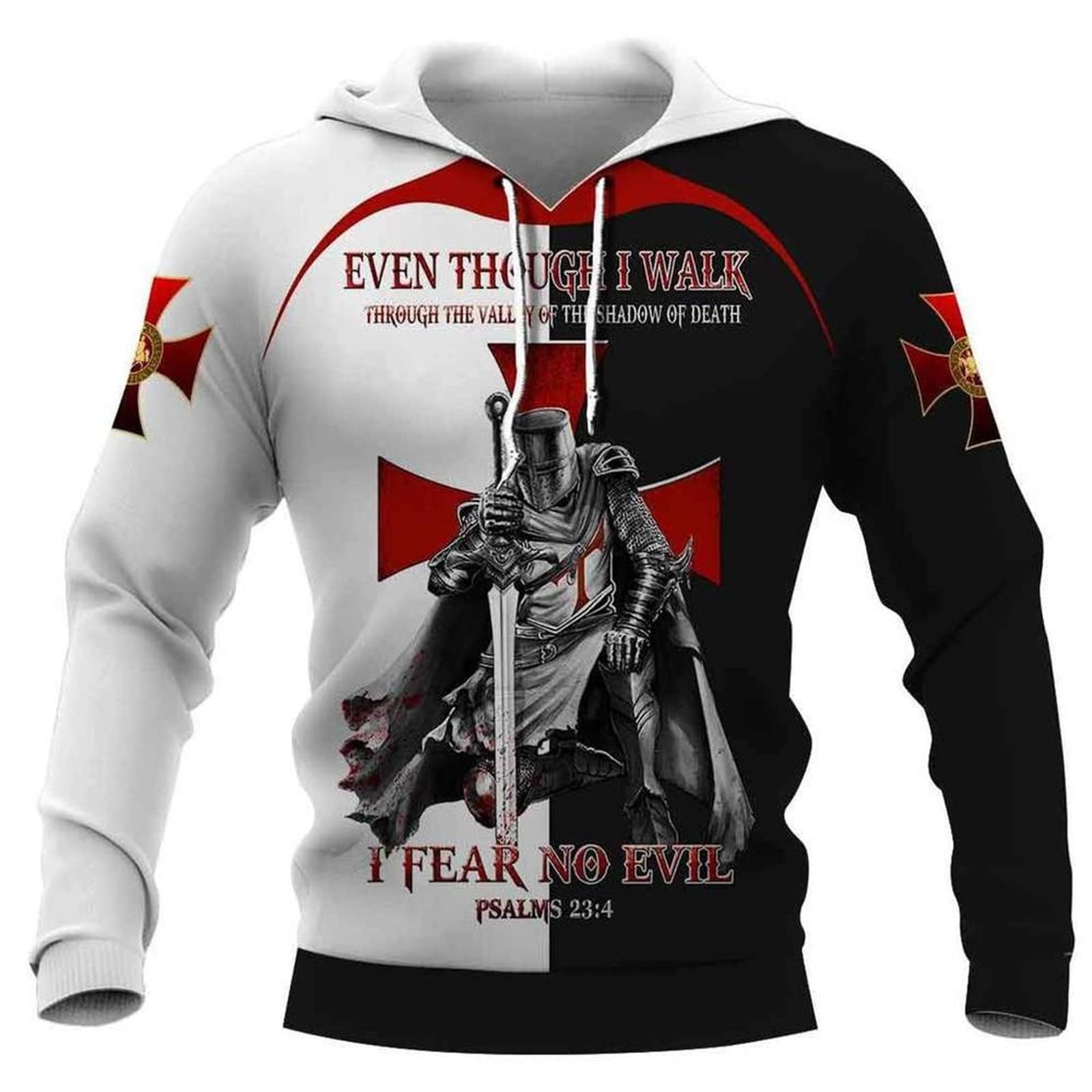 ETST 011 Innovatieve Cool Knight Hoodie Herenmode Casual Middeleeuwen Knight 3D Geprinte Lange Mouw Sweatshirt Pullover Trui S