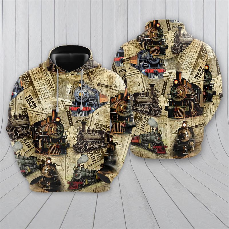 Etst 003 Vintage Steampunk Trein 3D Geprinte Hoodies Voor Heren Kleding Harajuku Mode Treinmachinist Sweatshirts Casual Kinderen Trainingspak Tops S