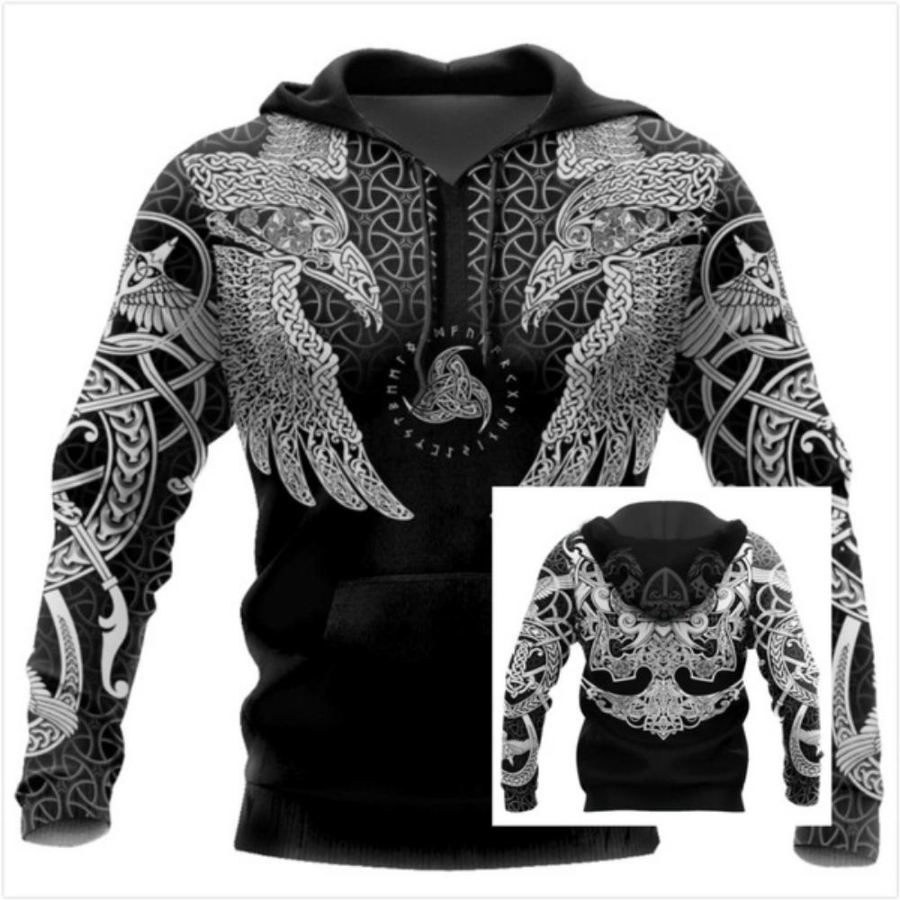 ETST 011 2020 Nieuwste Viking Muninn Tattoo Raven 3D Geprinte Heren hoodies Harajuku Sweatshirt Herfst Unisex hoodie S