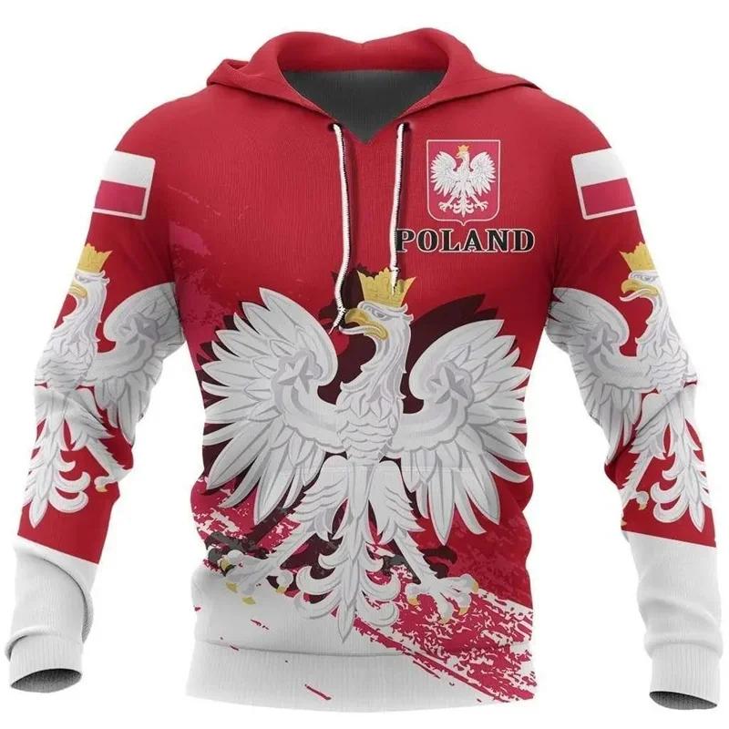 ETST 011 Poolse vlag badge hoodies heren grafische 3D geprinte Poolse geest totem patroon nieuw in hoodies & sweatshirts hip hop pullover tops S