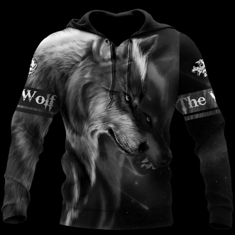 ETST0013 Herfst en winter heren hoodies dieren wolf patroon 3D print lange mouwen losse straat mode trui herenkleding 6XL S