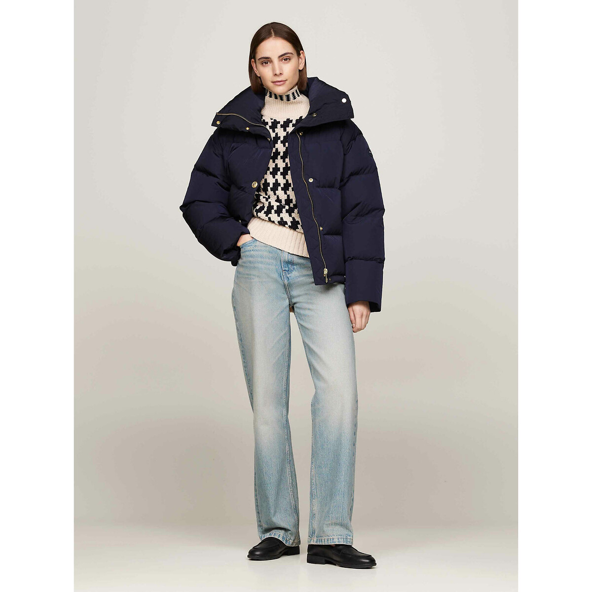 Tommy hilfiger Donsjas met lange mouwen en opstaandee kraag