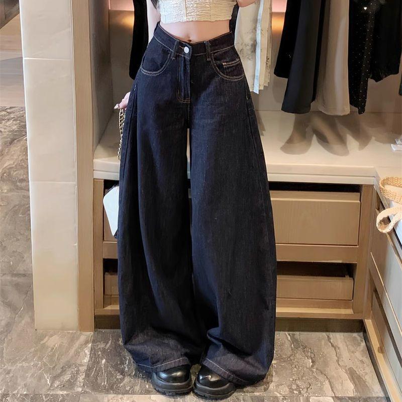 Transmission Gate Koreaanse Y2K High Waist Oversized Grunge Streetwear Jeans Voor Vrouwen Casual Baggy Pocket Broek Wijde Pijpen Denim Broek S