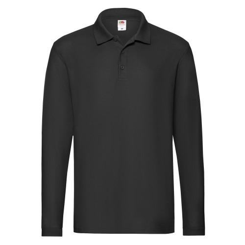 Fruit of the Loom Mens Premium Long-Sleeved Polo Shirt XXL zwart