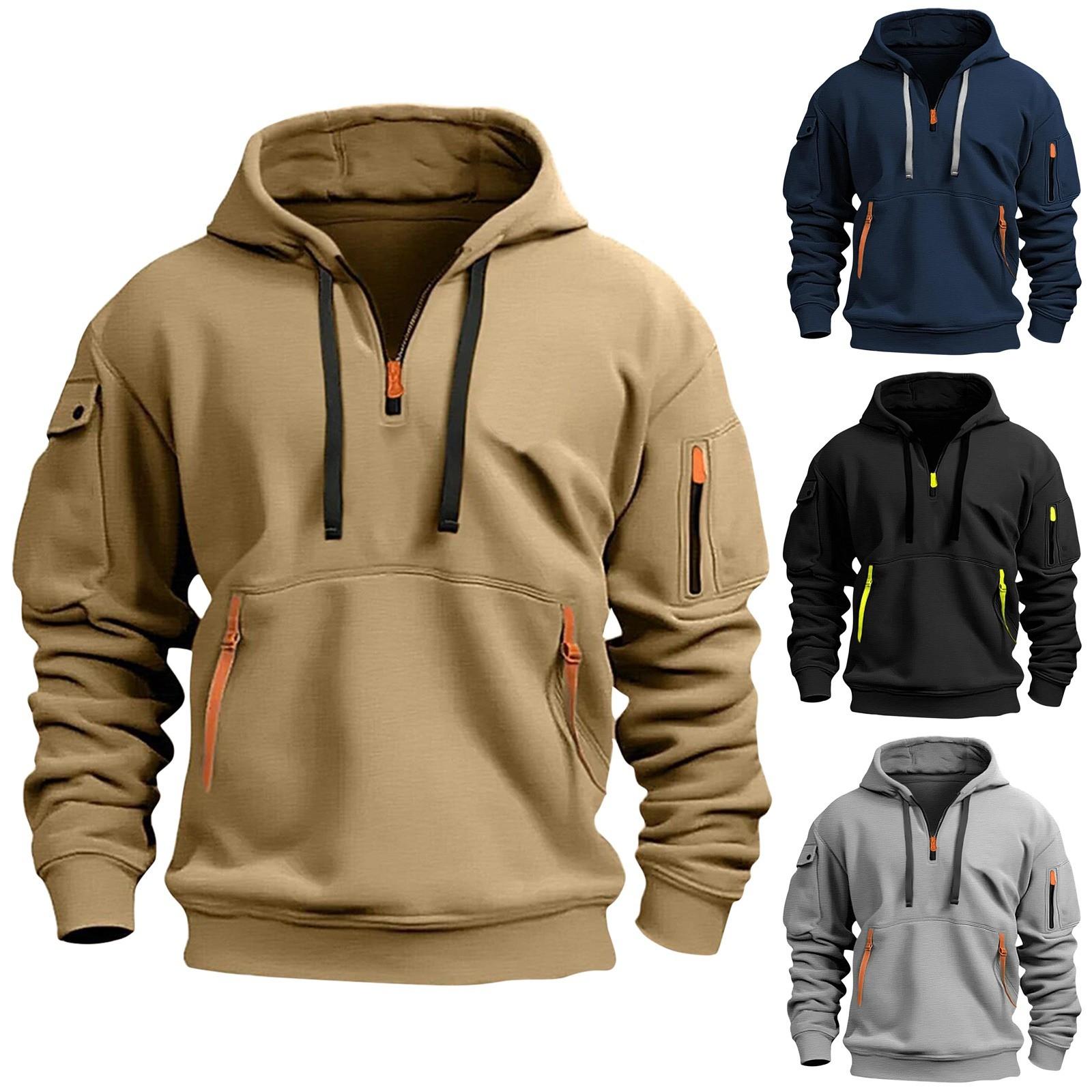 YiGeiWoLiGiaoGiao Heren Sweatshirt Hoodie Rits Arm Zak Cardigan Heren Sport Grote Maat Casual Hoodie XL zwart