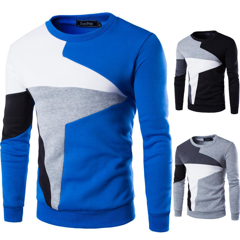 Milost Herfst Winter Plus Size Sweatshirt Heren Patchwork Kleur Kleding Heren Hoodies met lange mouwen Zwart Blauw 5XL zwart