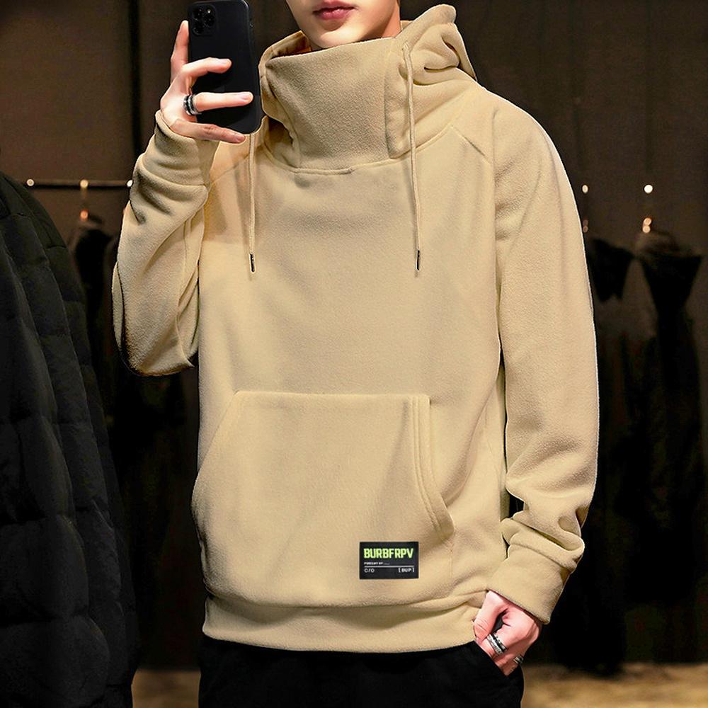 LH59YK Dikke Fleece Hoodies Heren Herfst Winter Hoge Hals Capuchon Hoodies Winddicht Hip Hop Hoodies Heren Mode Kleding Tops Casual L zwart
