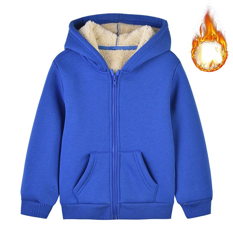 Dola Unisex Winter Fleece Hoodies voor Jongens Sweatshirt Casual Dikker Warme Kinderen Rits Jas Tops 8 9 10 12 Jaar Meisjes Kleding Kostuums 120cm blauw