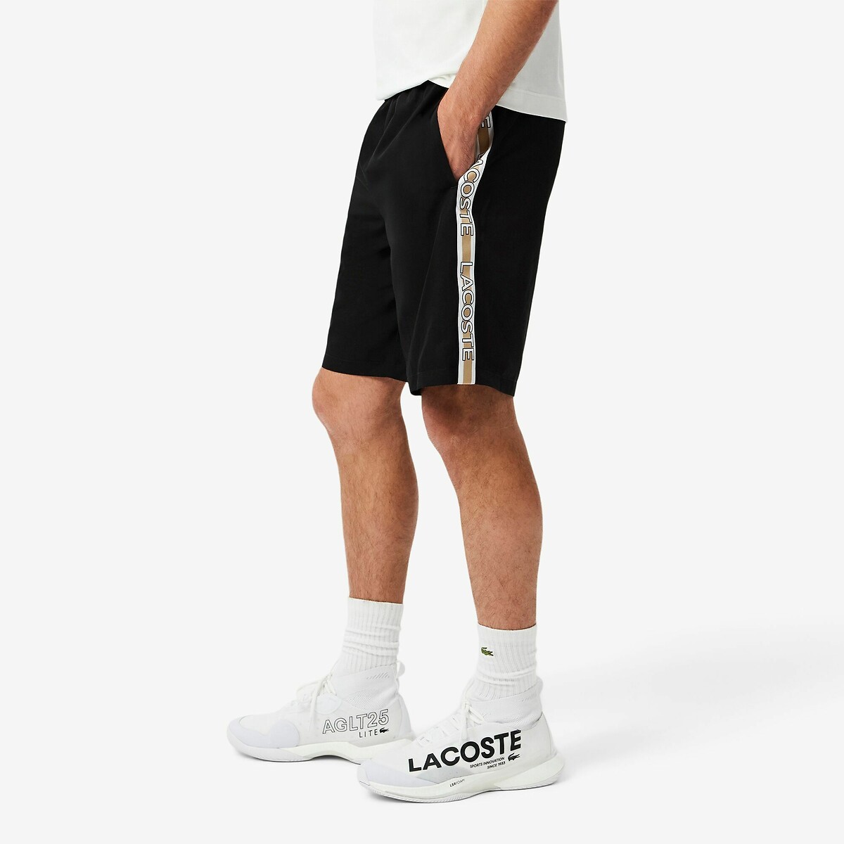 Lacoste Taped Shorts - Black- Heren, Black