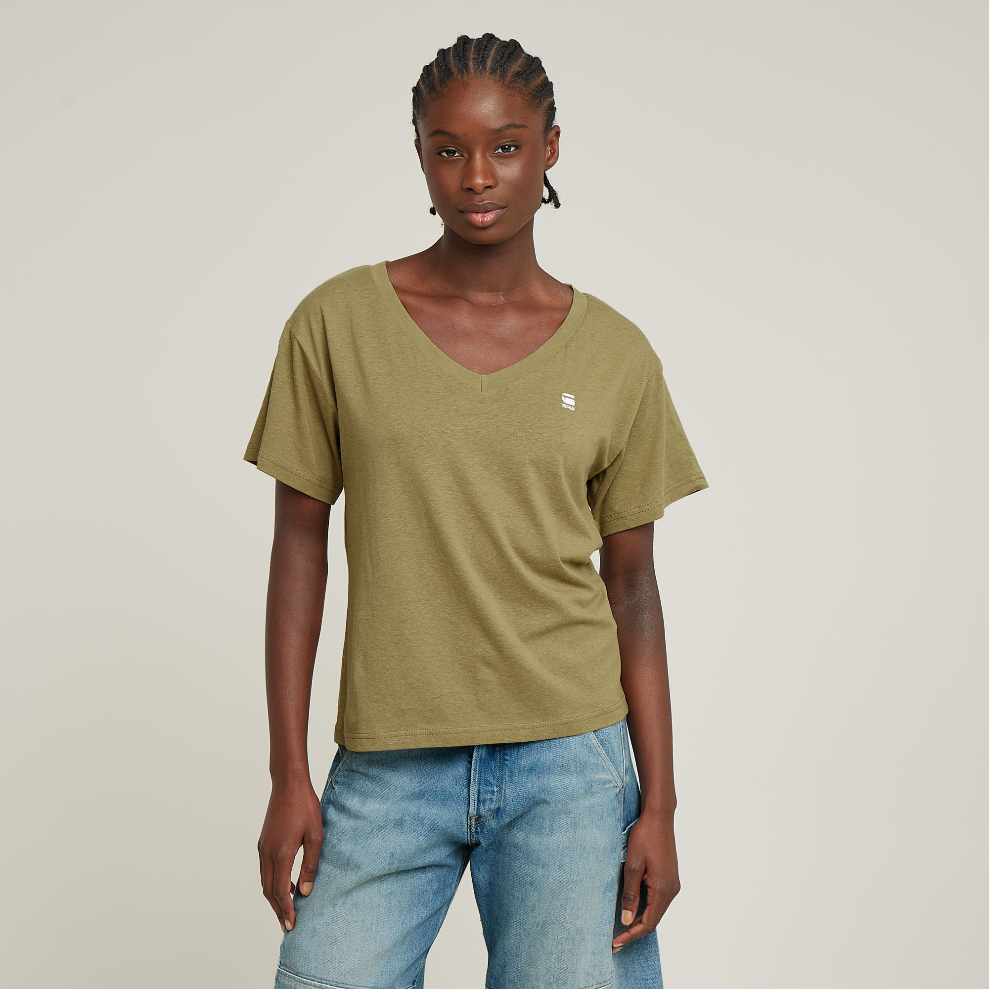 G-Star RAW Open V-Hals Relaxed Top - Groen - Dames