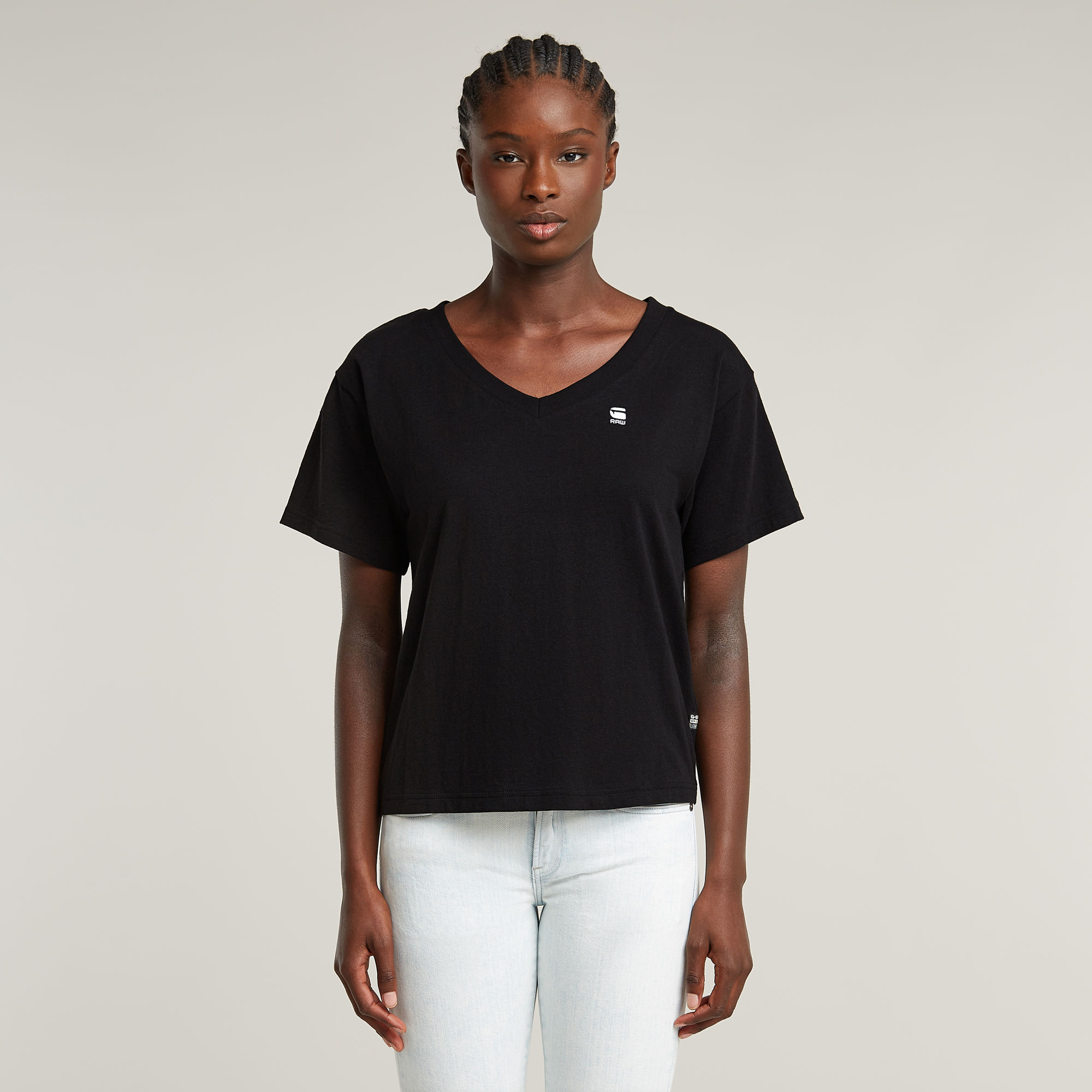 G-Star RAW Open V-Hals Relaxed Top - Zwart - Dames