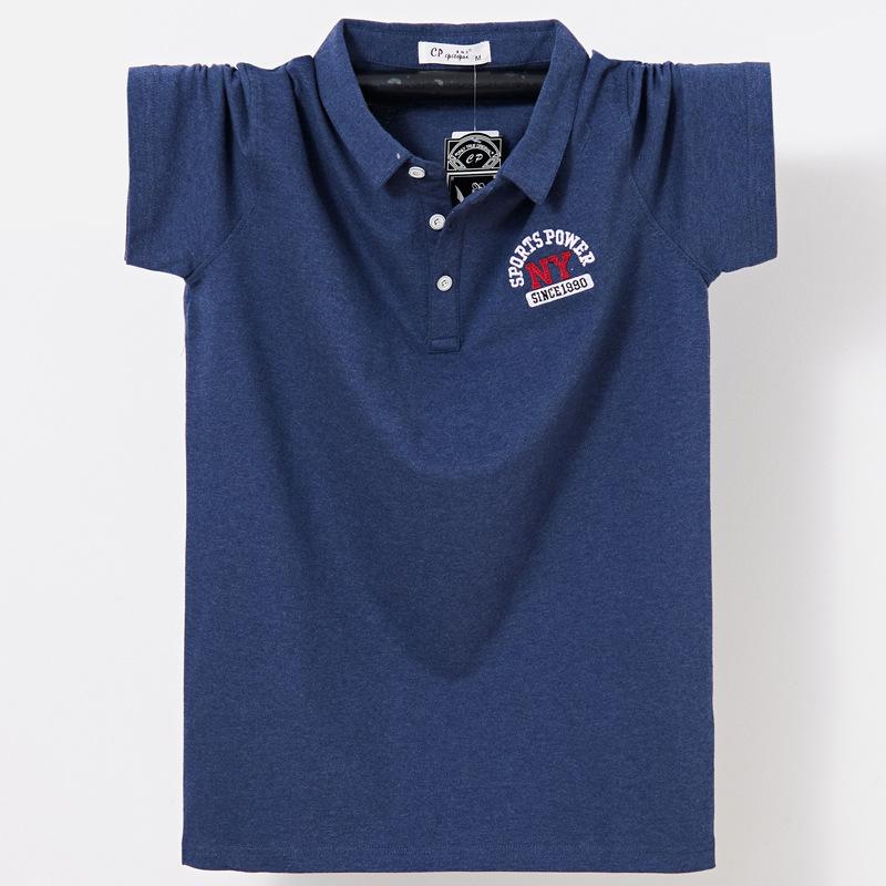 HF61WN Heren Plus Size Revers Korte Mouw T-shirt Oversized Poloshirt Dunne Katoenen Business Casual Half Mouw T-shirt 5XL donkergrijze kleur