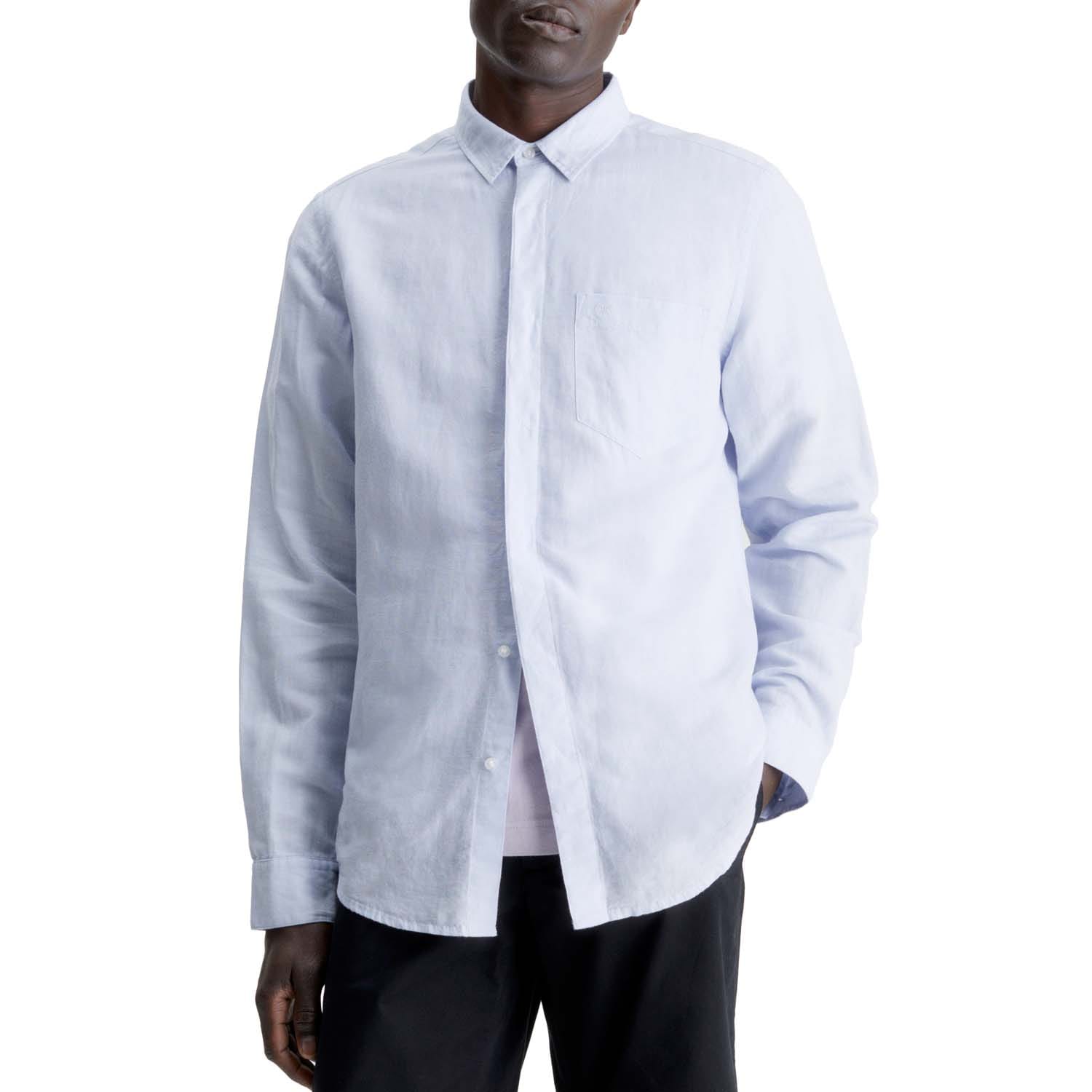 Calvin Klein regular-fit overhemd van linnen katoen voor heren in blauw