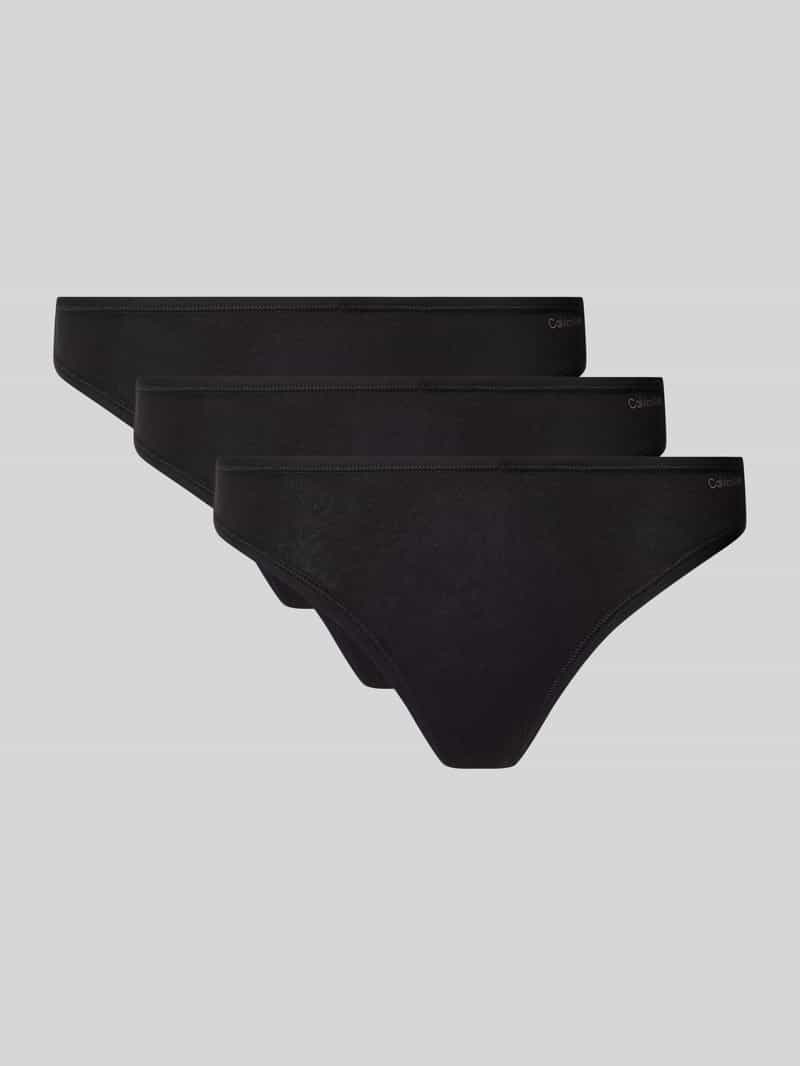Calvin Klein Underwear String met labelstitching in een set van 3 stuks
