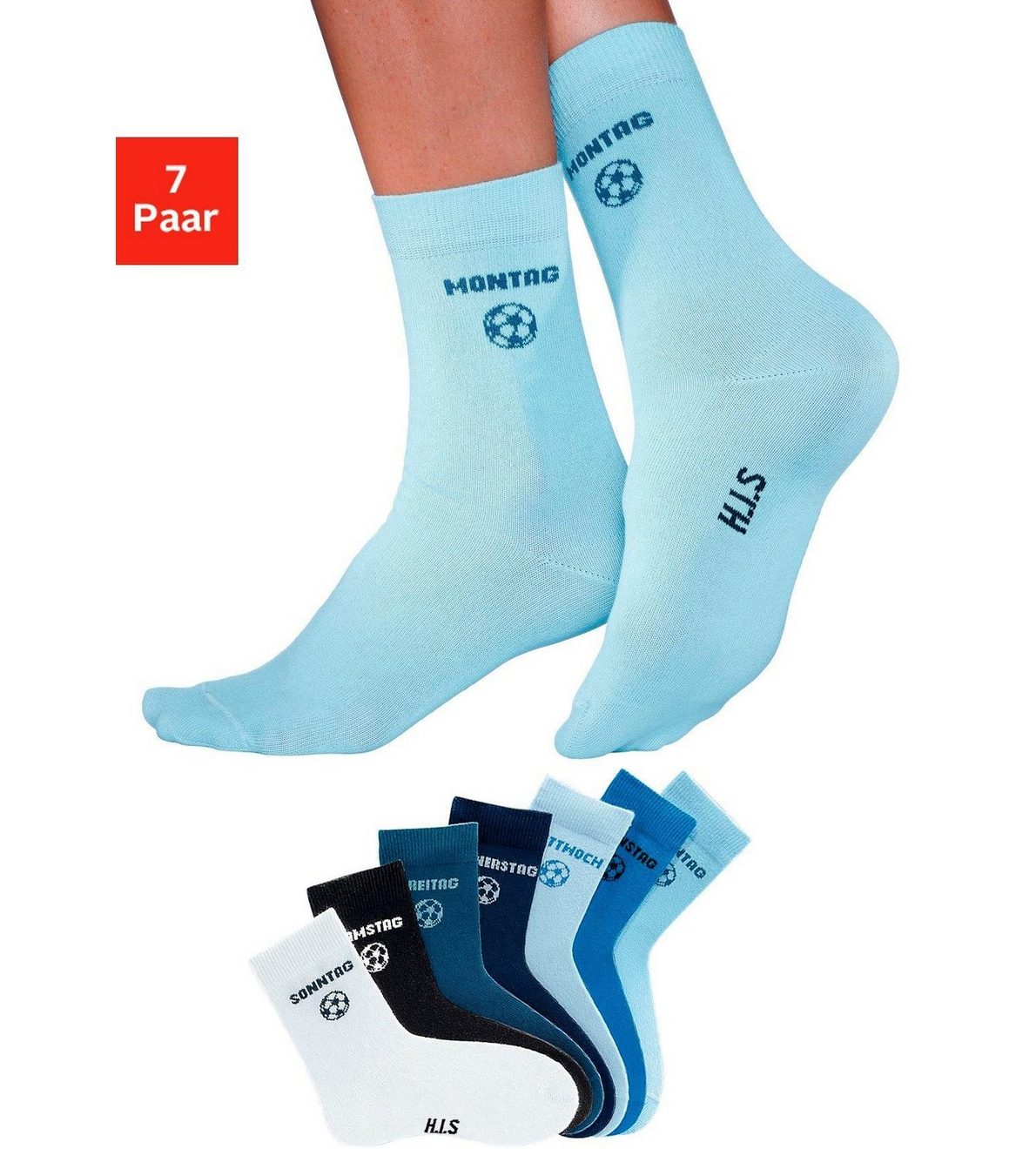 H.I.S Sokken voor kinderen met voetbalmotief (set, 7 paar)
