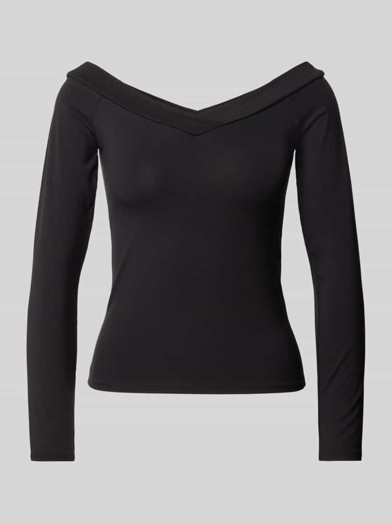 pieces Shirt met lange mouwen PCMALIVA LS OFF SHOULDER V-NECK TOP NOOS
