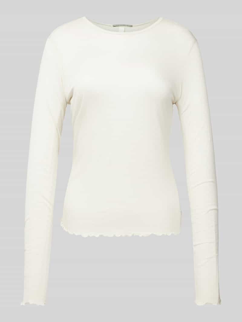 QS Shirt met lange mouwen van viscosemix met geschulpte zoom