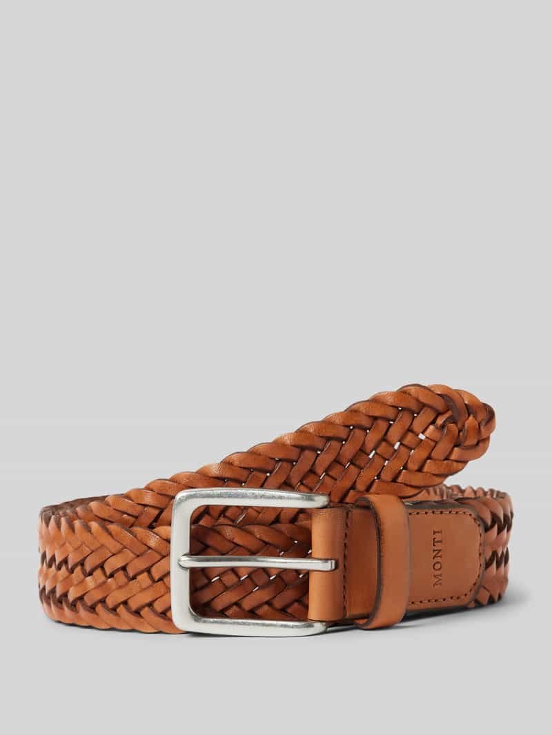MONTI Leren riem 3,5 cm breed, business-casual, glad leer gevlochten