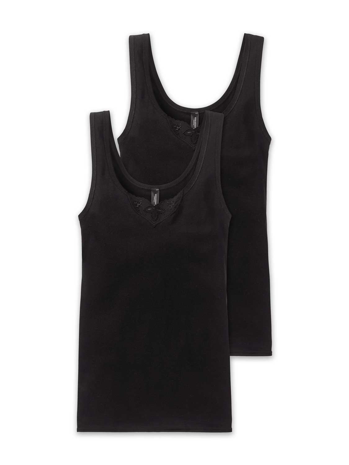 Schiesser - 2p Top - Cotton Essentials - zwart