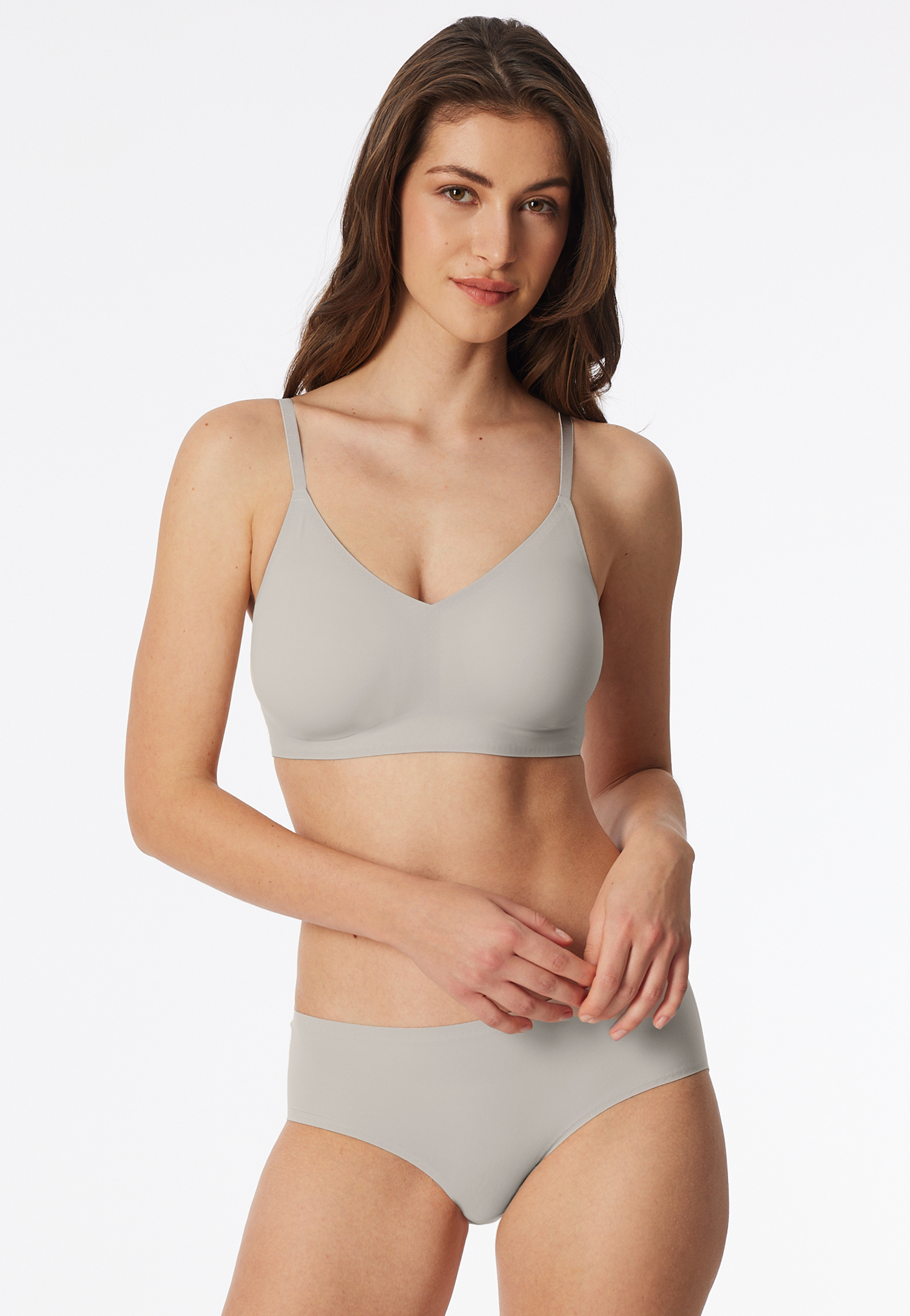Schiesser Bustier microvezel uitneembare pads grijs jaspé - Invisible Soft 