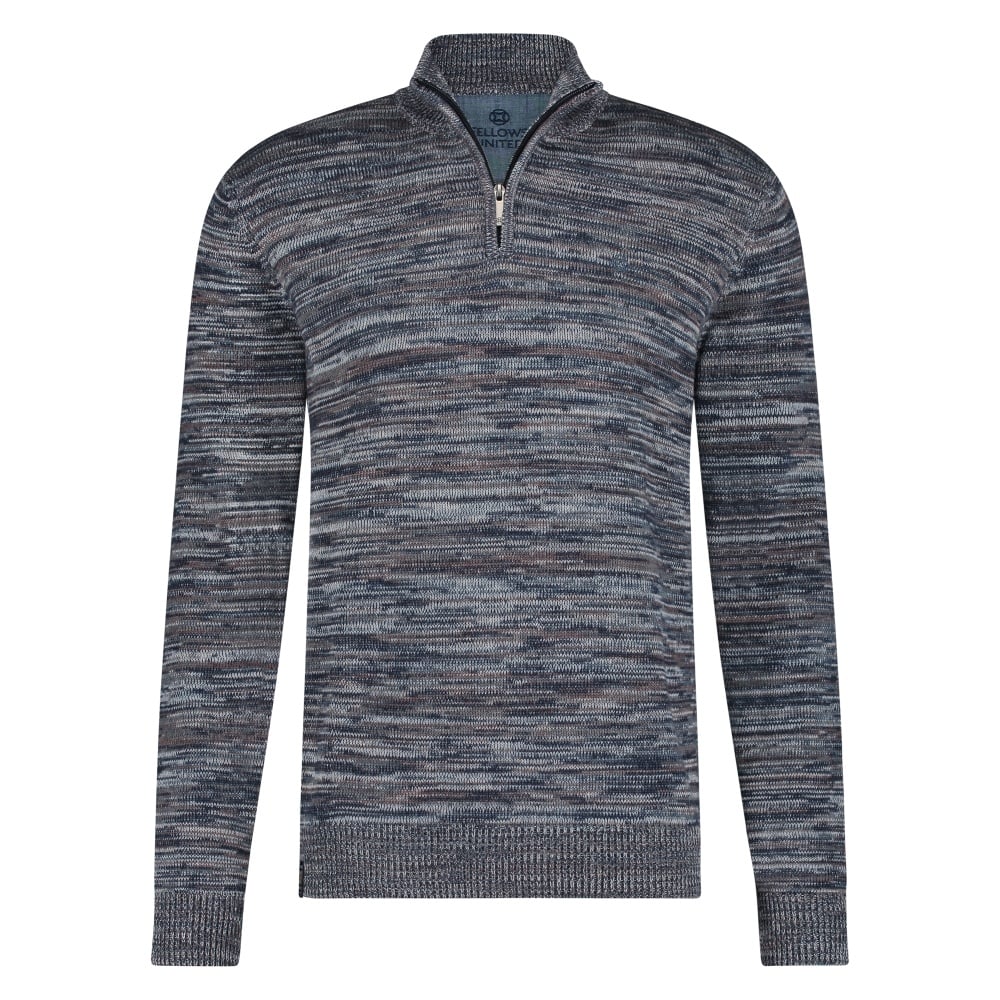Fellows United Pullover Half Zip Random Knit Blue 