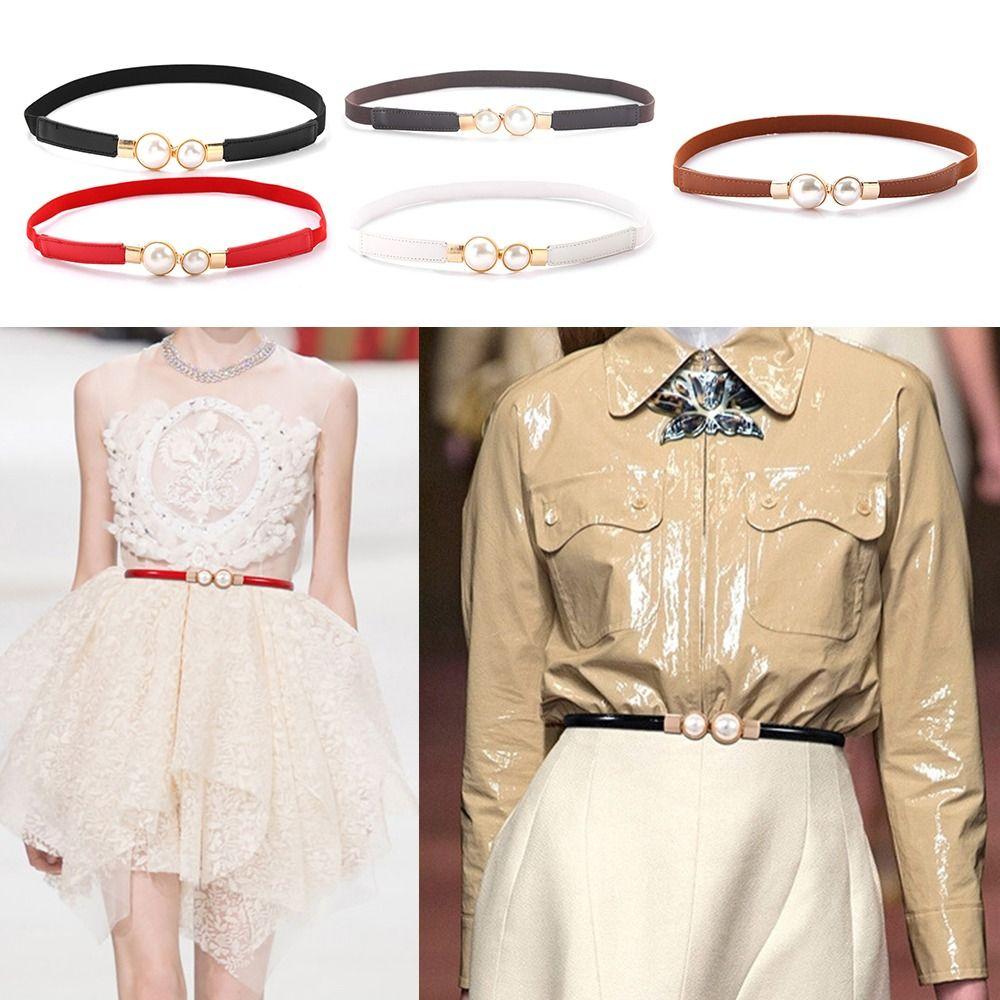 JZxiongkun Dunne tailleriem Verstelbare jurkjas Decoratieve tailleband Nieuwe magere taillebandjes Dames wit