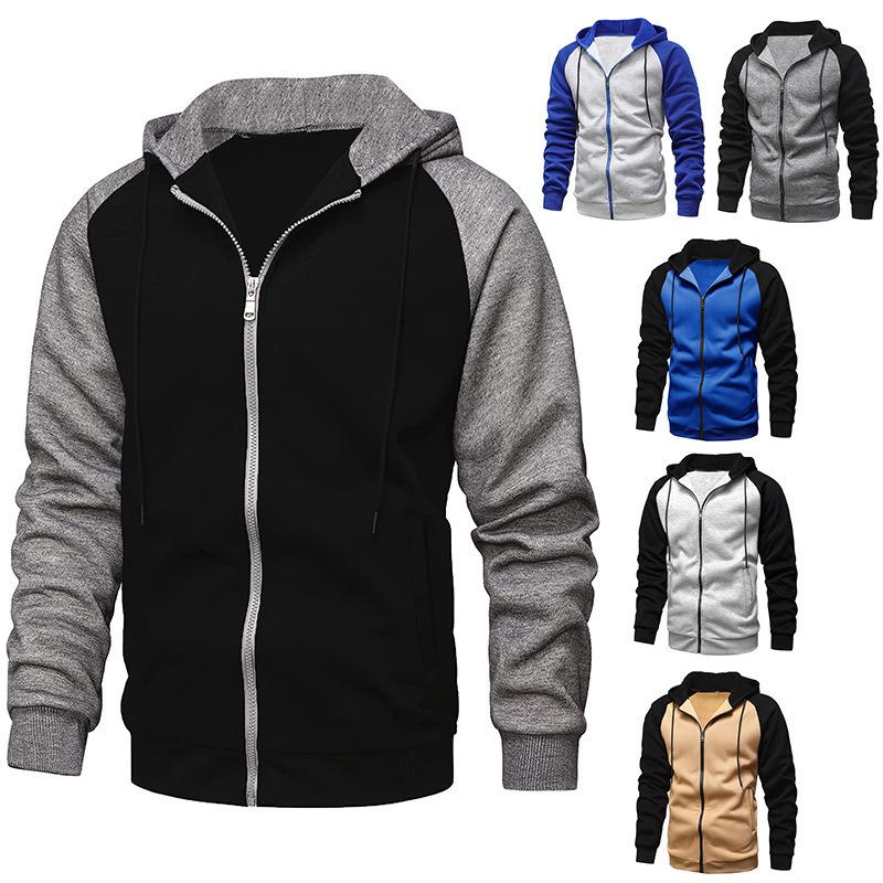Get one Heren Casual Capuchon Rits Cardigan Trui 2024 Herfst/Winter Collectie, Plus Fluwelen Voering voor Extra Warmte XL zwart/lichtgrijze kleur