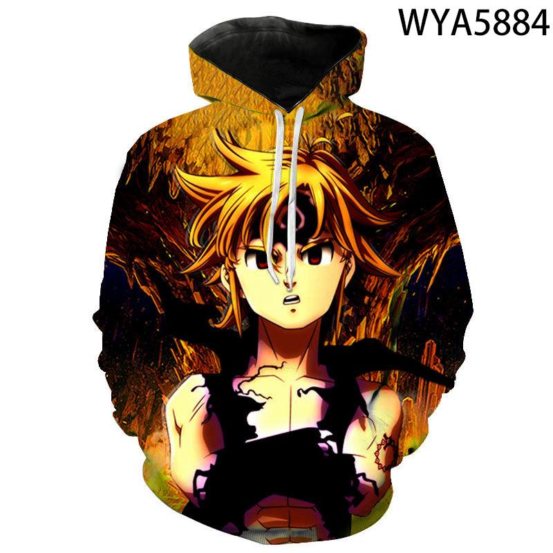 Nomi De Zeven Hoofdzonden Japanse Anime Lange Mouw 3D Gedrukt Mannen Vrouwen Hoodies Streetwear Mannen Plus Size Tops Jas S