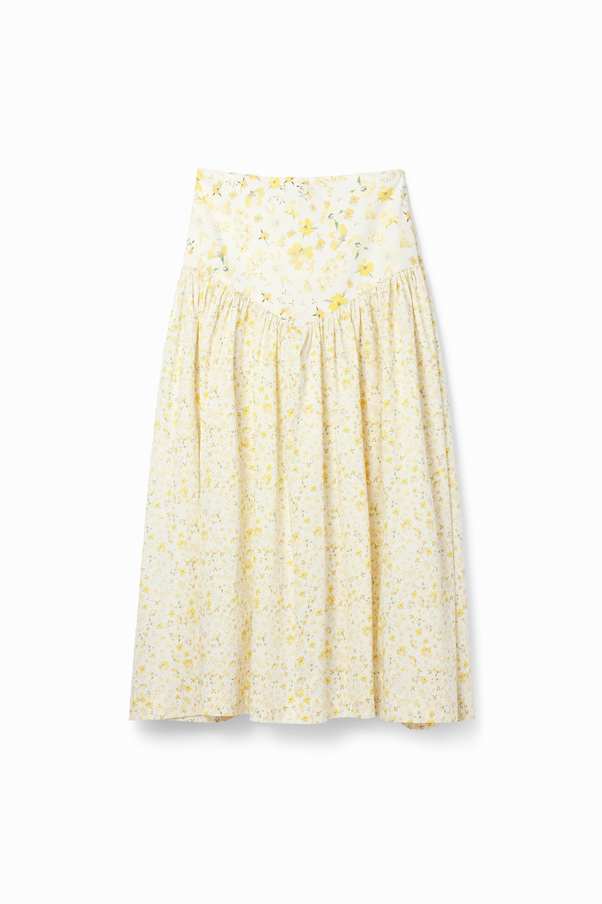 desigual Gerimpelde midi-rok bloemen - YELLOW