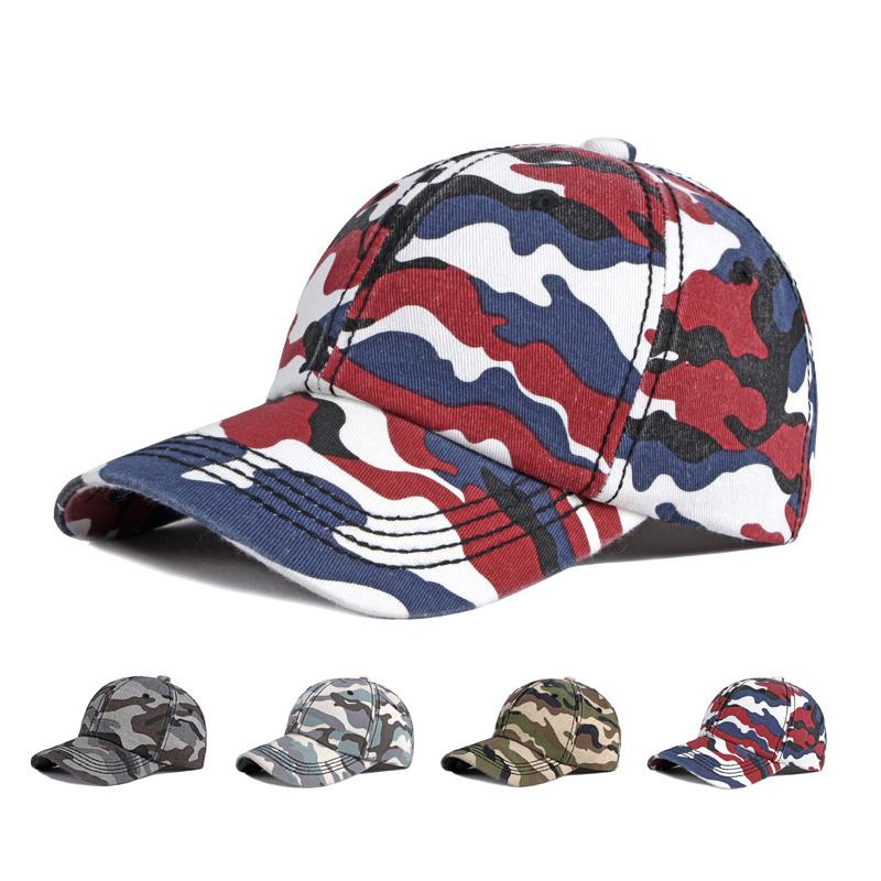ONIHUA Mannen Vrouwen Katoenen Pet Camouflage Buiten Bergbeklimmen Reizen Zonnebrandcrème Zonnehoed Sport Baseball Cap rood