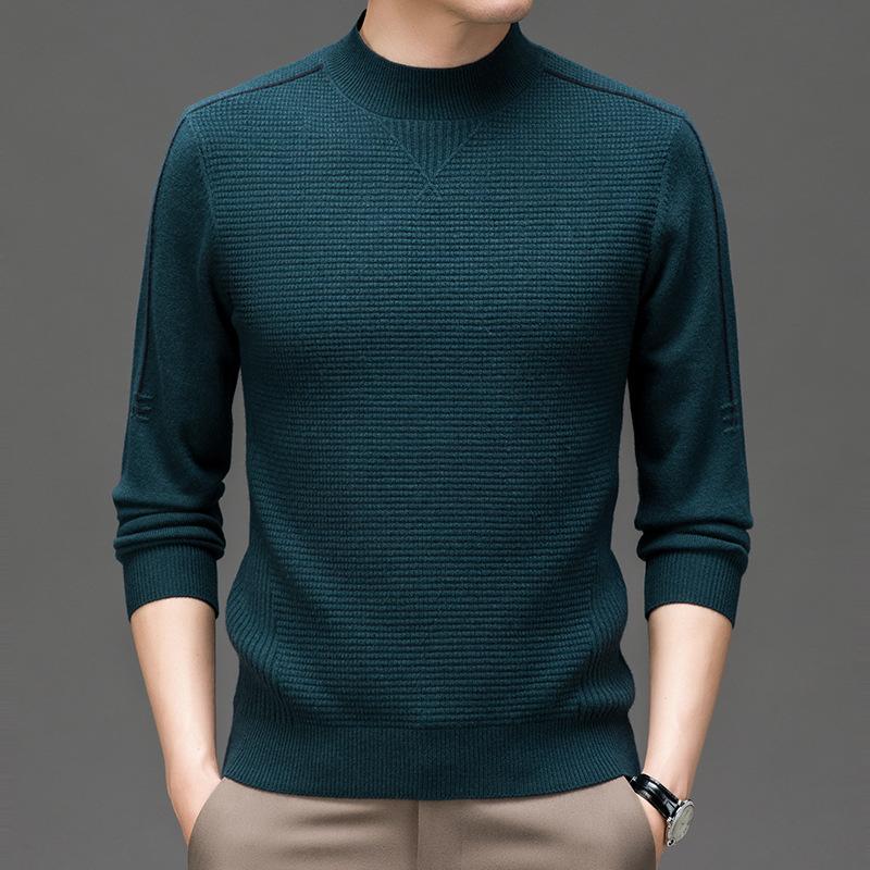 CHIC STUDIO Heren effen trui gebreide trui middelbare leeftijd mode warme binnenkant met wafel trui jas trendy herfst en winter nieuw 165 zwart