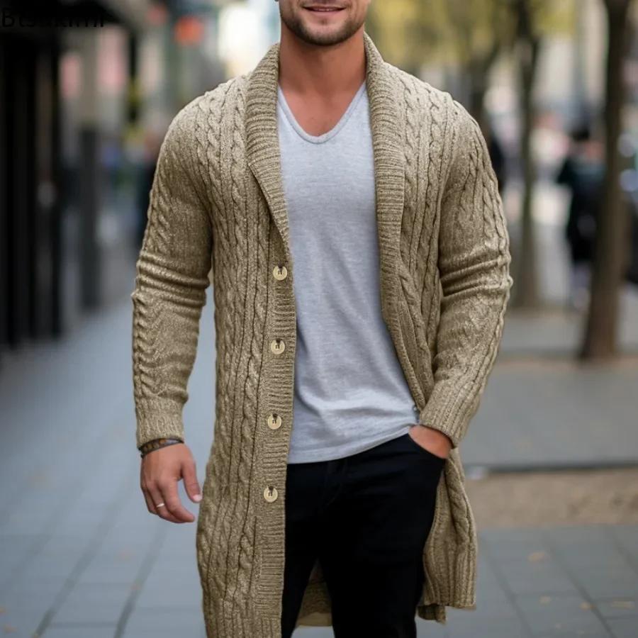 WOLF MAN Heren Breien Cardigan Jas Jassen Lente Herfst Slim Fit Cardigan Jas Mannelijk Britse Stijl Knoop Lange Mouw Herenkleding M zwart