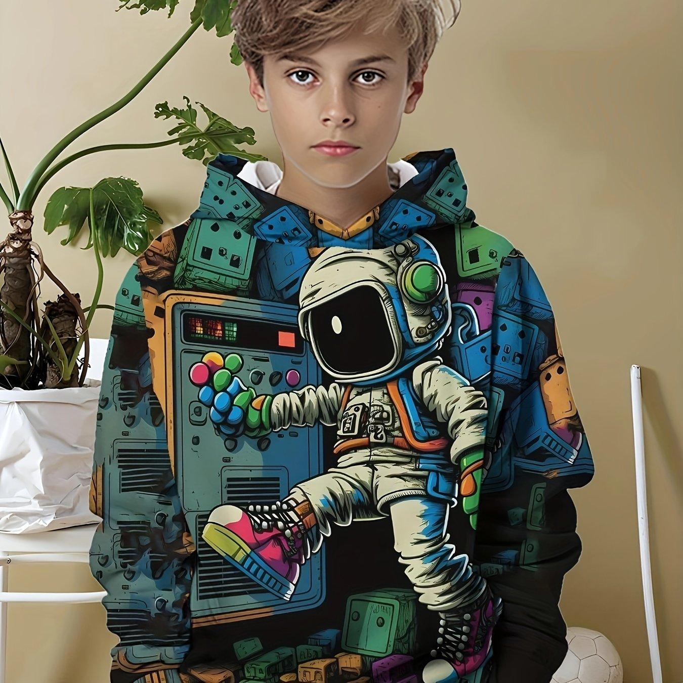 Xuhaijian02 Kinderkleding Jongens Hoodies Lange Mouw Mode 3D Astronauten Print Kinderen Lente Herfst Kleding Casual Outdoor Jongenskleding Tops 100