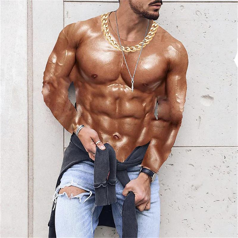 ETST 012 Muscle Tattoo Heren Compressie T-shirts Lange Mouw Wolf Draak Sportkleding Rashguard Fitness Gym Tops Tees Streetwear T-shirt S