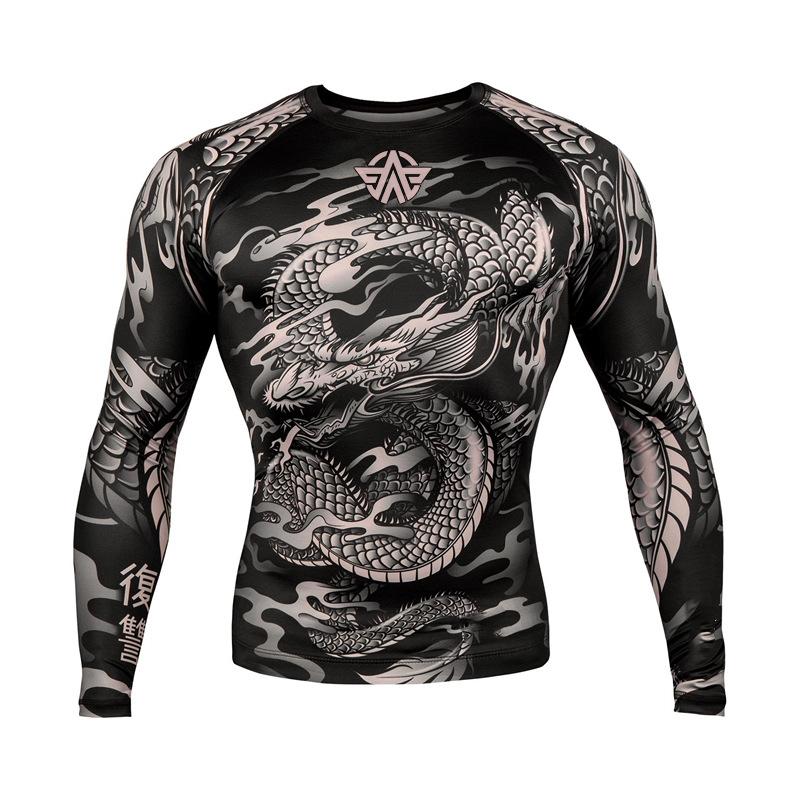 Plus Size FUGUIS Plus Size Heren Compressie T-shirts Lange Mouw Vechtsport Training Sportkleding Fitness Hardlooptops Kleding M