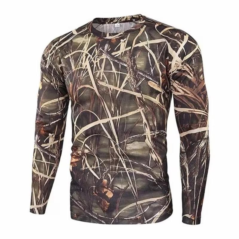 Forever Men 3D bedrukt T-shirt Camouflage T-shirt Camo Lange mouw Lente Herfst Ultralicht Ademend Snel drogend Outdoor Top S