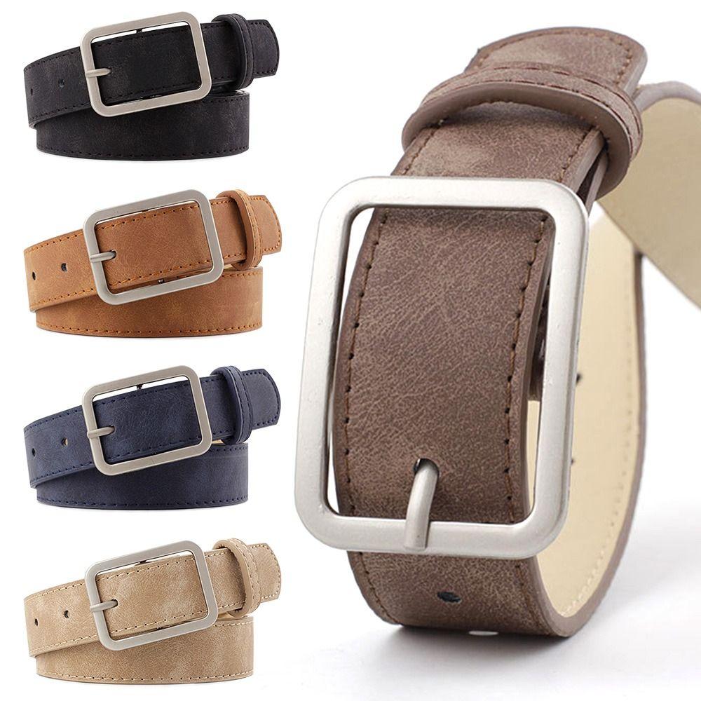 OKHnsbg48 Retro Luxe Merk Ontwerp Tailleband Vierkante Pin Gesp Tailleband Dames Jurk Riem Leren Riem zwart
