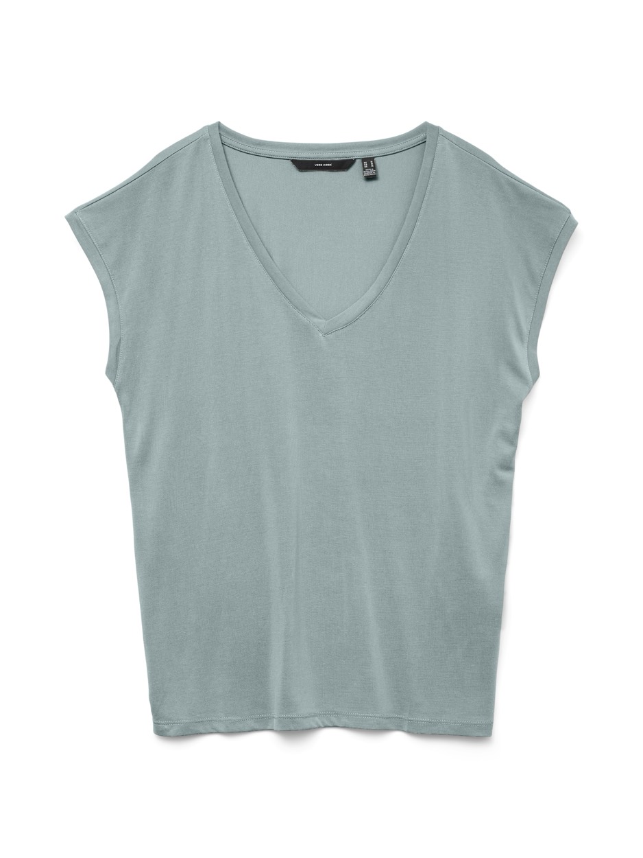 Vero Moda Shirt met V-hals VMFILLI SS V-NECK TEE GA NOOS in een materialenmix met tencel™ modal