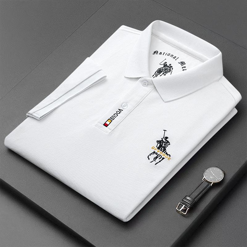 CHIC STUDIO Heren Losse Poloshirt Zomer Nieuwe Jeugd Casual Korte Mouw Effen Kleur Veelzijdig Top Heren T-shirt M