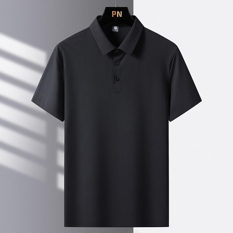 Lucky ioom Clothes Zomerse naadloze Ice Silk heren nylon korte mouwen Ice Silk T-shirt dunne flip kraag heren Ice Silk polo XXXL