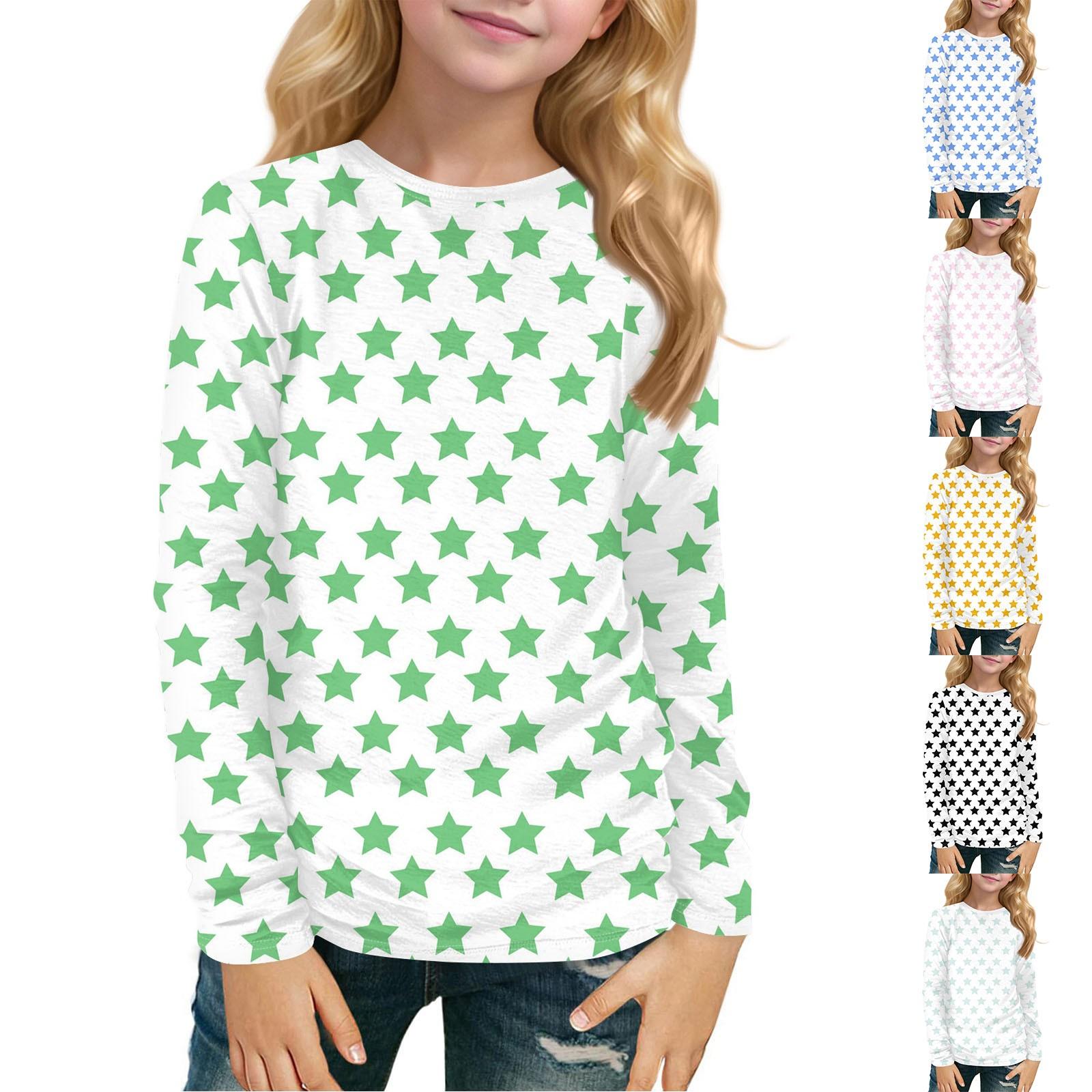 Winnerer Saturn Bedrukt T-shirt met lange mouwen en ronde hals voor kinderen, dagelijks casual 110 zwart