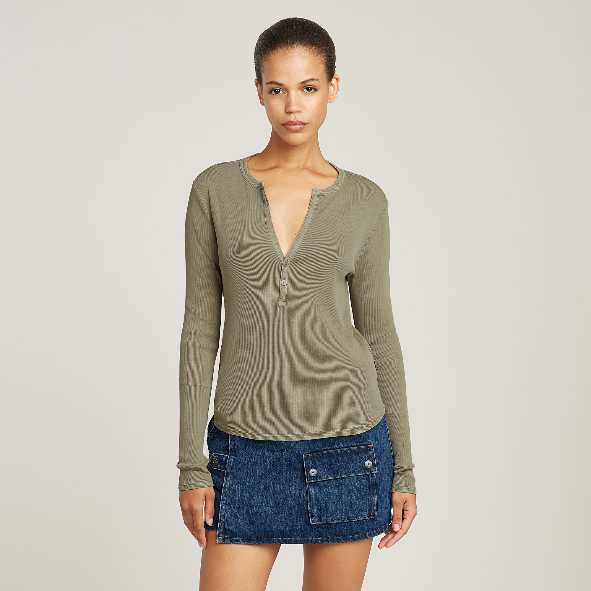G-Star RAW Deep V-Neck Slim Top - Groen - Dames