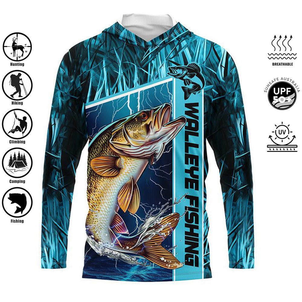 ETST 012 Outdoor Sport Vissen Shirt Bedrukt Capuchon Sweatshirt Herenkleding Zonbescherming Vochtafvoerend Comfortabel Vissen Shirt S