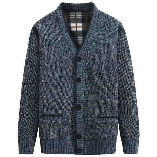 Mi-Fashion Nieuwe Cardigan Heren Herfst Winter Dikke V Hals Gebreide Trui Jassen Casual Warme Mannen Mode Heren Grote Maat Kleding M donkergrijze kleur