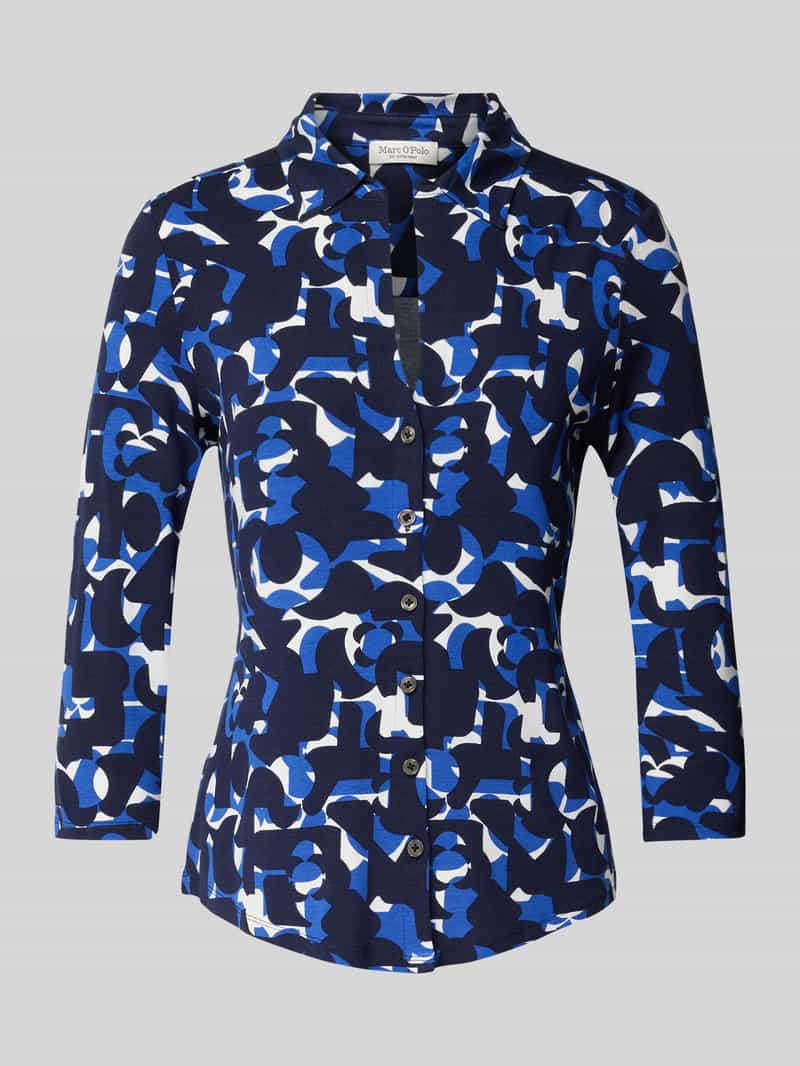 Marc O'Polo Regular fit shirt met 3/4-mouwen en flapkraag