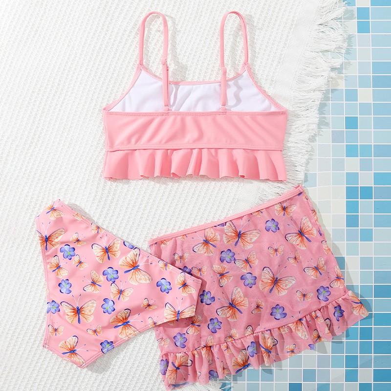 BOOSKU Kinderen Meisjes Split Badpak 3 Stuks Sets Stijlvolle Shorts Rok + Vest + Ondergoed Duurzaam Swimwe voor Tieners & Kinderen Meisje 7-12 Jaar 150